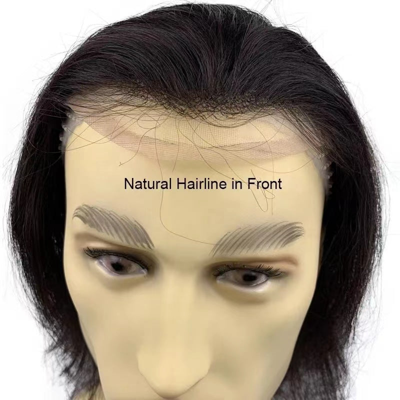 Custom Long Human Hair Mono Lace With PU Toupee