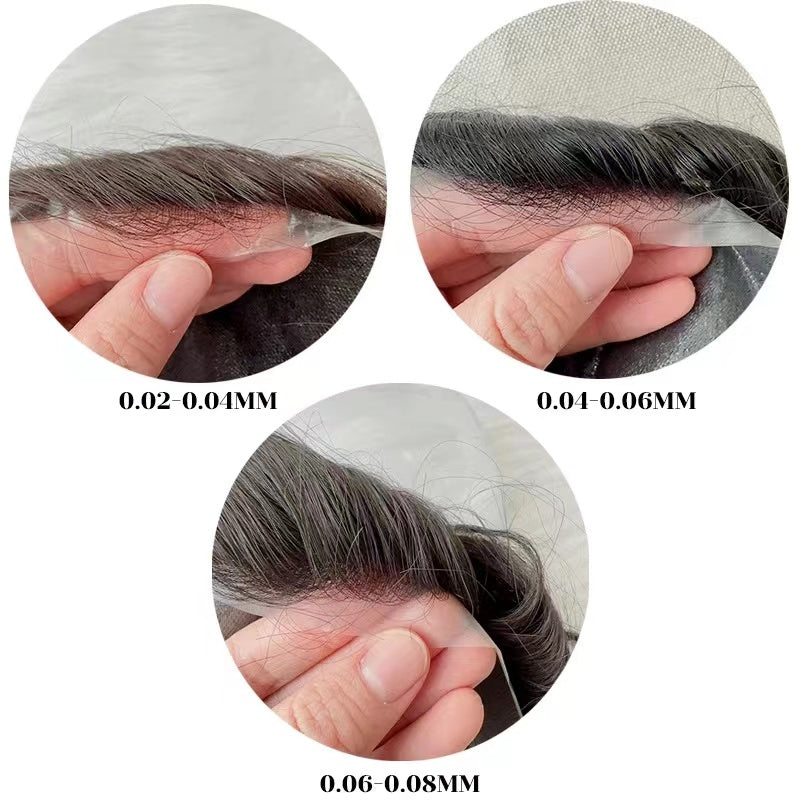 100% Human Hair Men Toupee PU Skin Base V Type