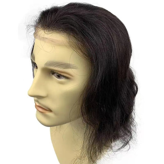 Custom Long Human Hair Mono Lace With PU Toupee