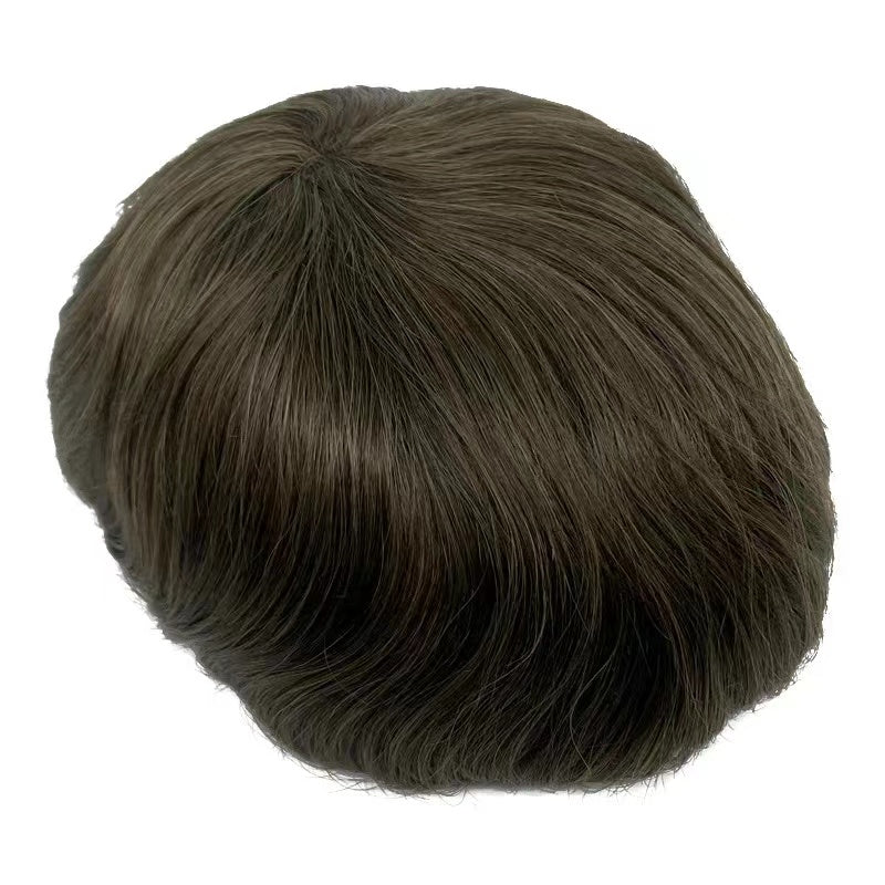 Human Hair Men Toupee PU Base With Lace Front Type Toupee