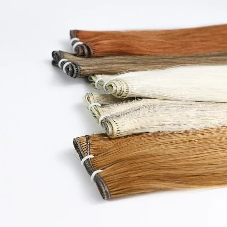 100% Hand Made Human Hair Weft Extension ,Remy Hair Hair Weft