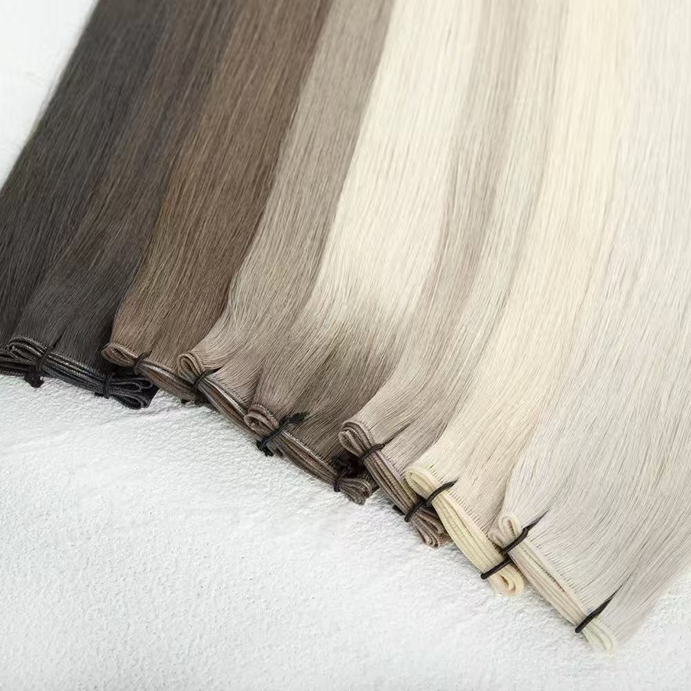 100% Hand Tied Human Hair Weft Extension