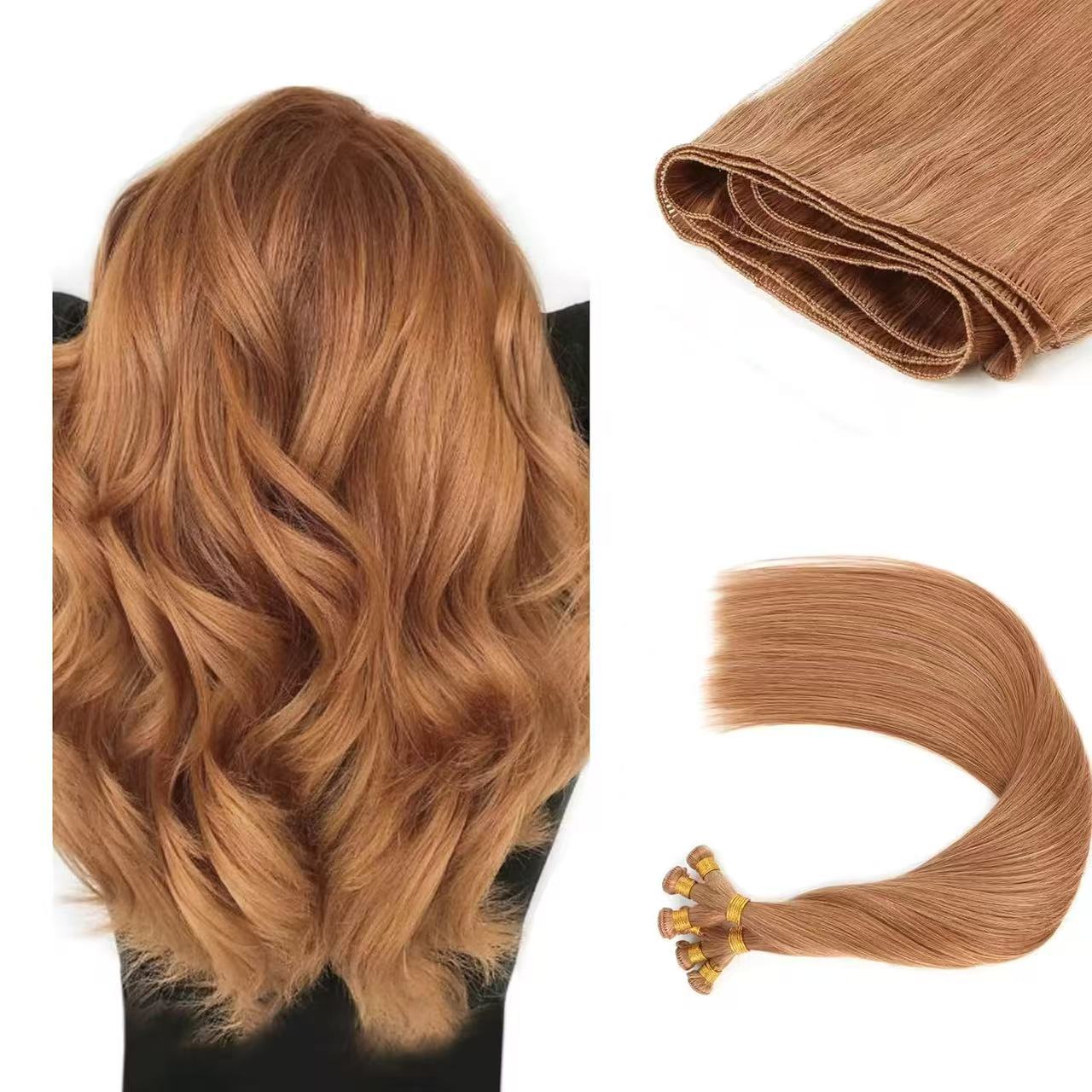 100% Hand Tied Human Hair Weft Extension