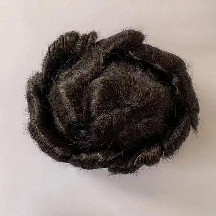 Human Hair Men Toupee Mono Lace With PU Type Toupee