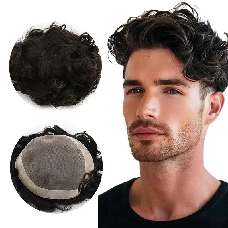 Custom Human Hair Men Toupee PU with Lace Type Toupee