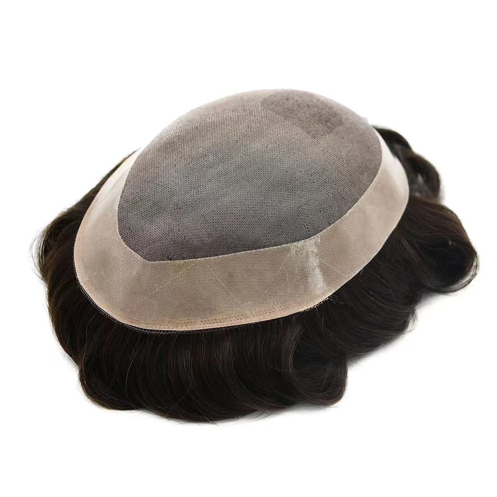 Custom Human Hair Men Toupee PU with Lace Type Toupee