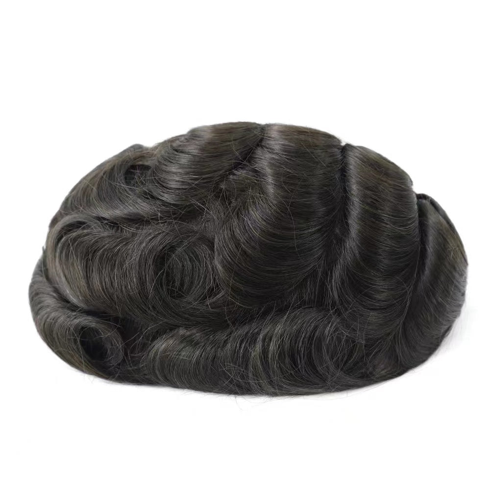 100% Human Hair Men Toupee PU Skin Base Toupee 0.02 -0.03 CM