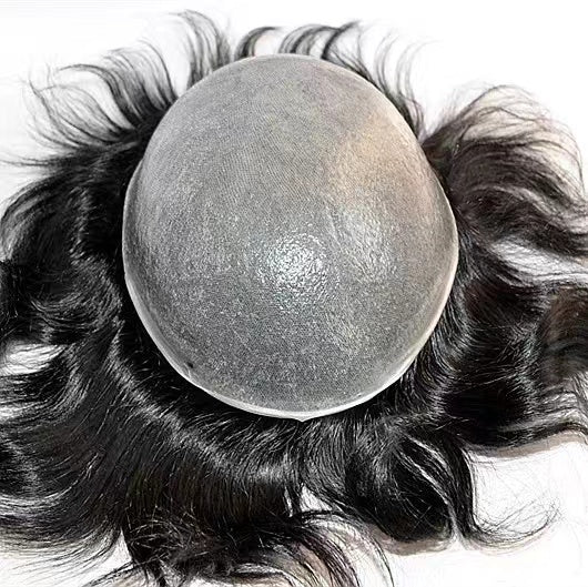 100% Human Hair Men Toupee PU Skin Base V Type