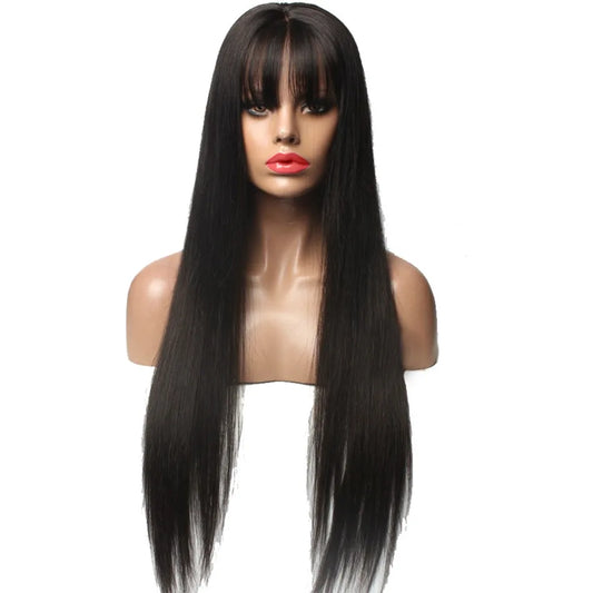 Custom Wholesale 100% Human Hair Lace Wig With Bang 10 A 12 A 13 A