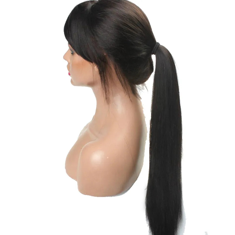 Custom Wholesale 100% Human Hair Lace Wig With Bang 10 A 12 A 13 A