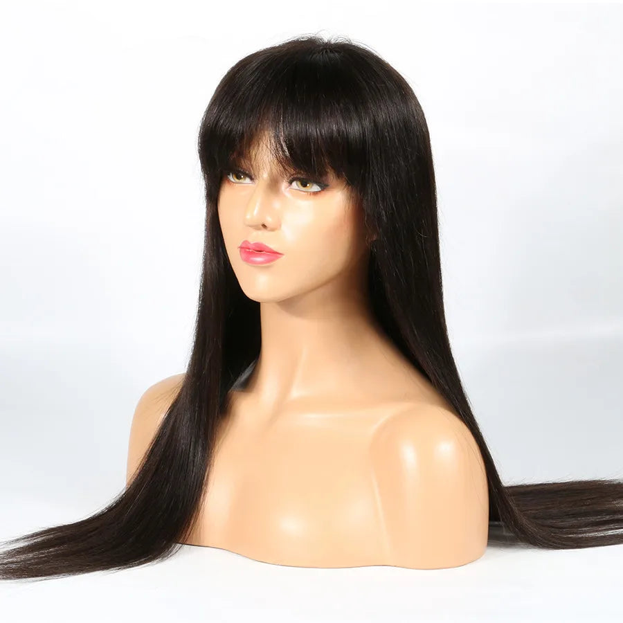 Custom Wholesale 100% Human Hair Lace Wig With Bang 10 A 12 A 13 A