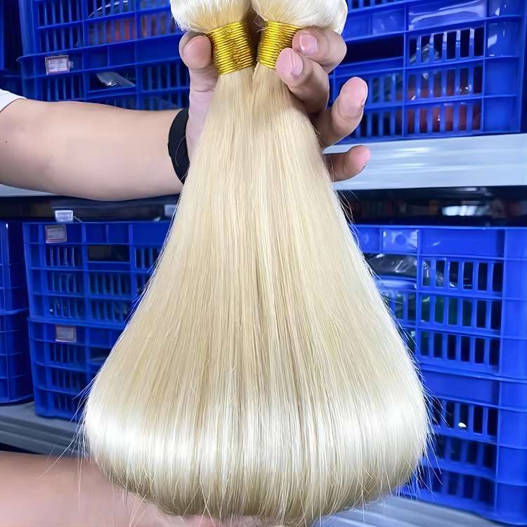 Blonde Human Hair Weft Bundle Weave ,Remy Hair Double Drawing Bundle