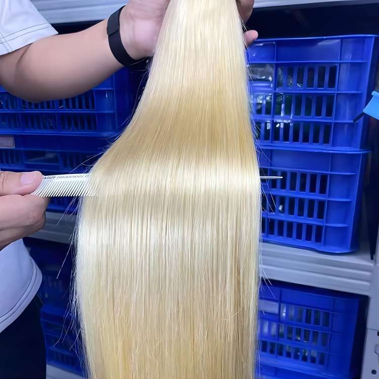 Blonde Human Hair Weft Bundle Weave ,Remy Hair Double Drawing Bundle