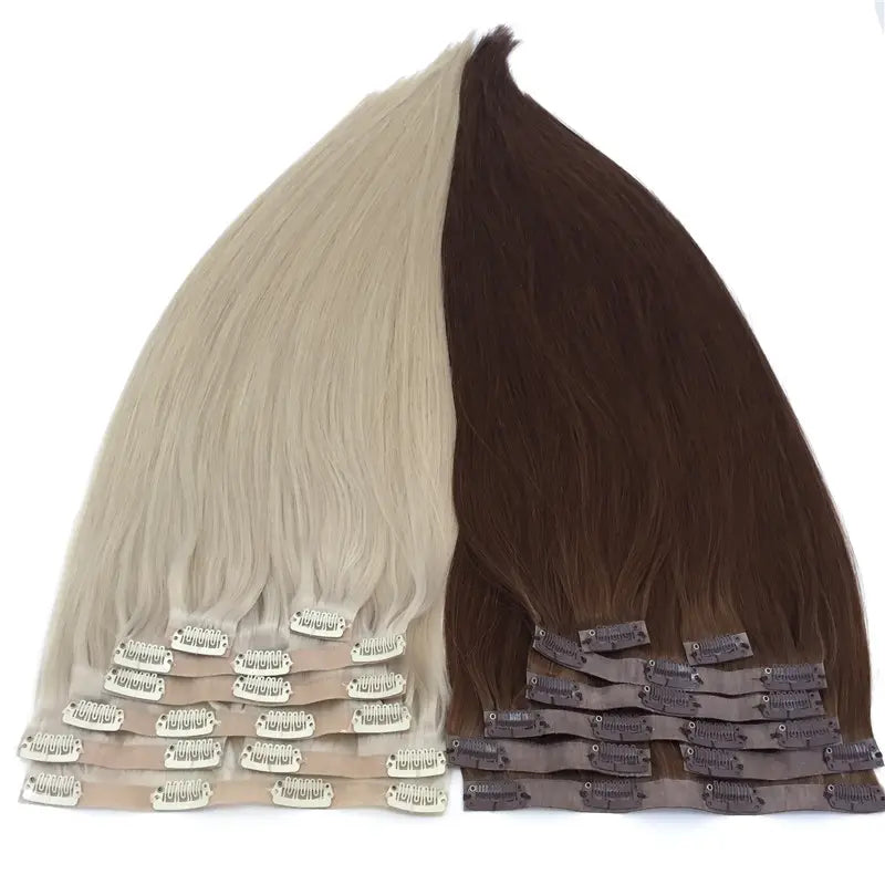 Double Drawn Human Hair Hair Extensions Clip In