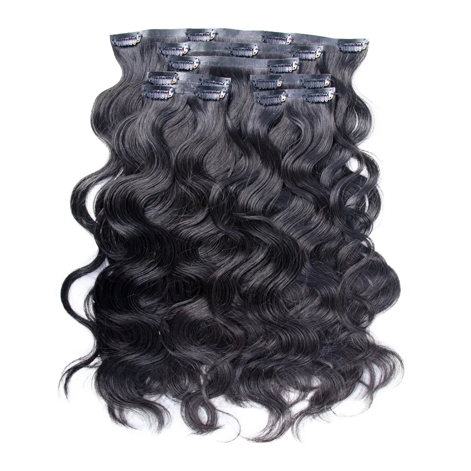 Double Drawn Human Hair Hair Extensions Clip In