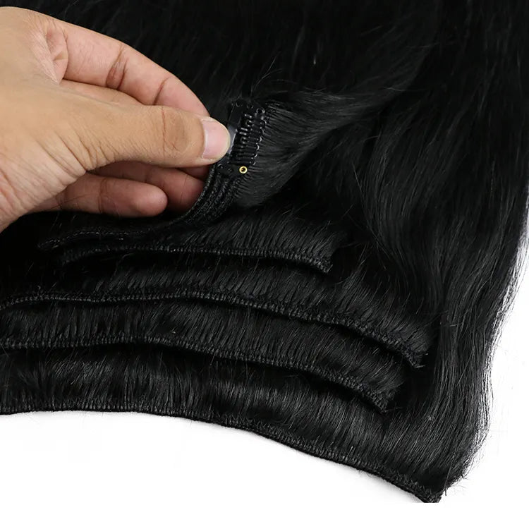 Double Drawn Human Hair Hair Extensions Clip In