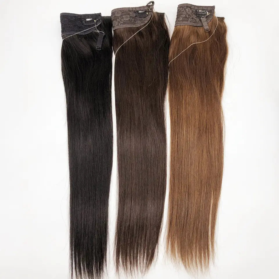 Halo Human Hair Weft Extension ,Remy Virgin Hair 10-32 Inch