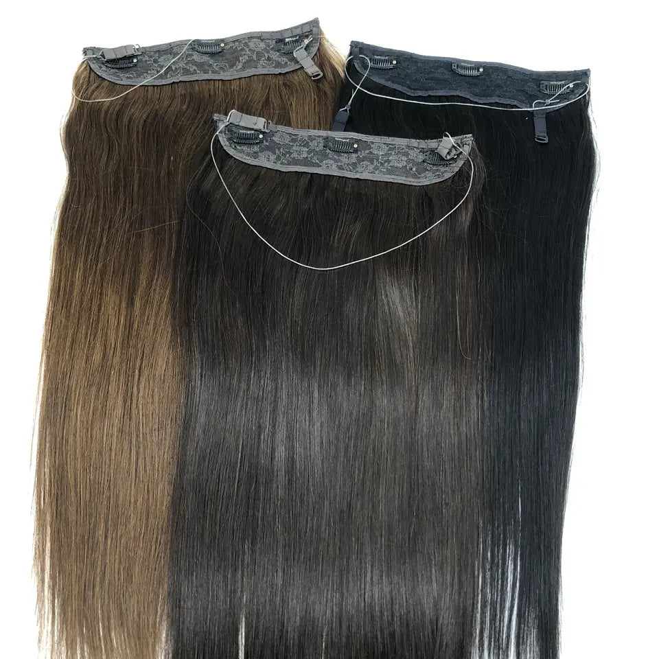 Halo Human Hair Weft Extension ,Remy Virgin Hair 10-32 Inch