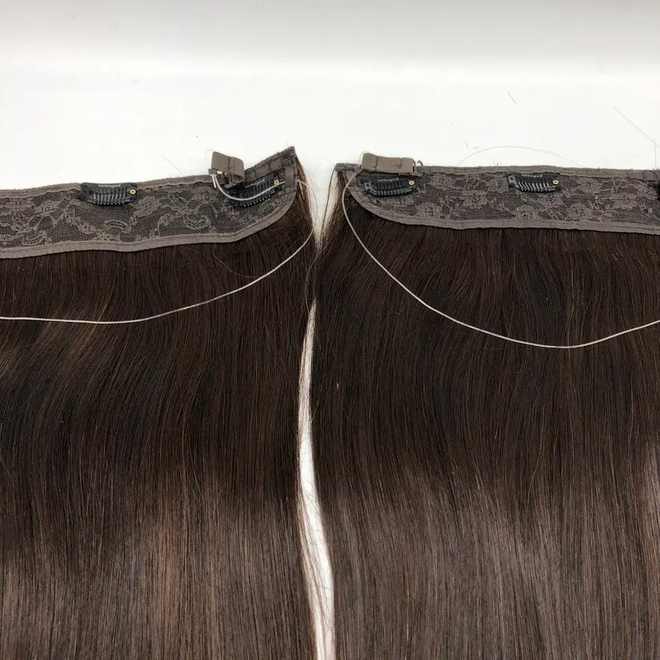 Halo Human Hair Weft Extension ,Remy Virgin Hair 10-32 Inch