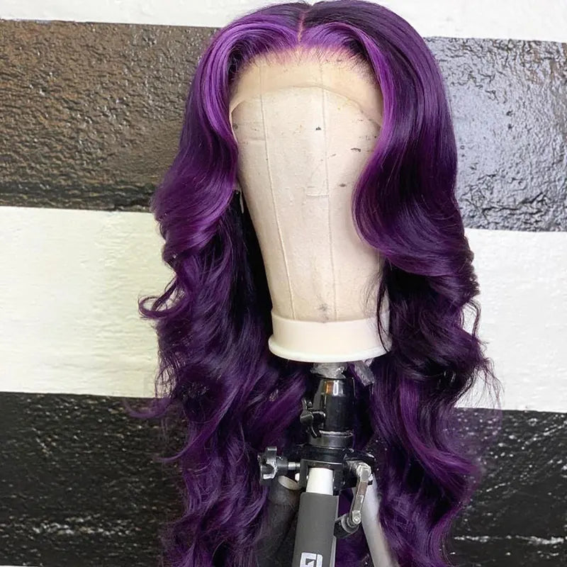 Custom Wholesale Purple Human Hair Lace Wig 12 A 13 A Grade