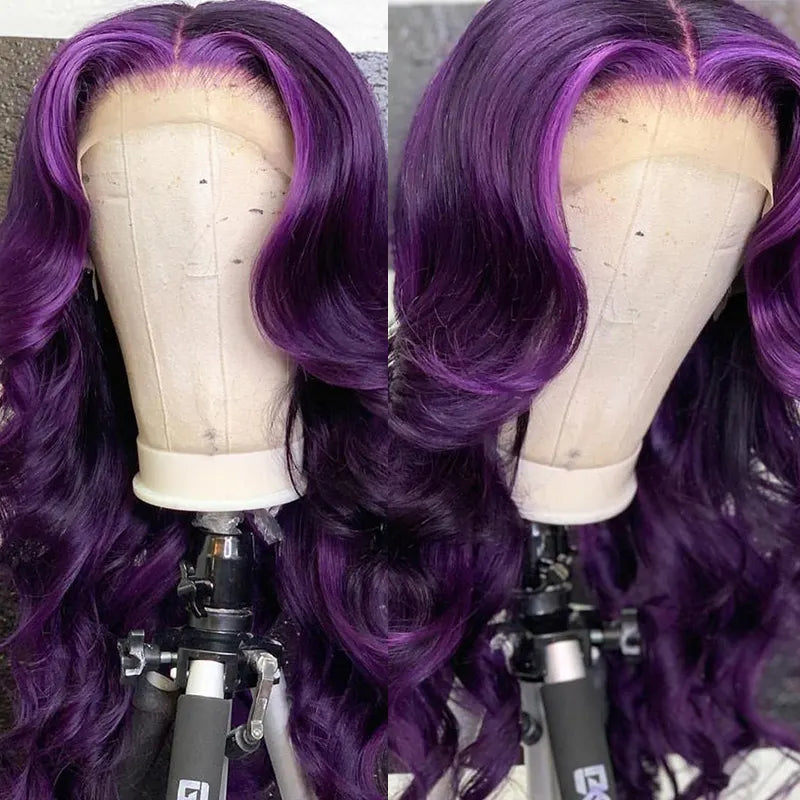 Custom Wholesale Purple Human Hair Lace Wig 12 A 13 A Grade