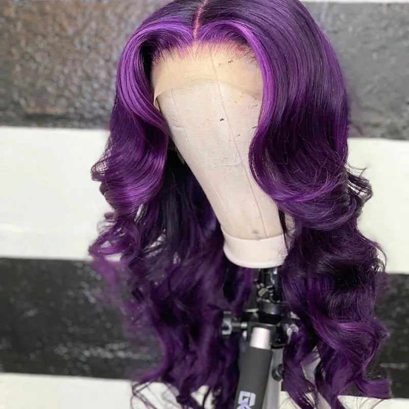 Custom Wholesale Purple Human Hair Lace Wig 12 A 13 A Grade