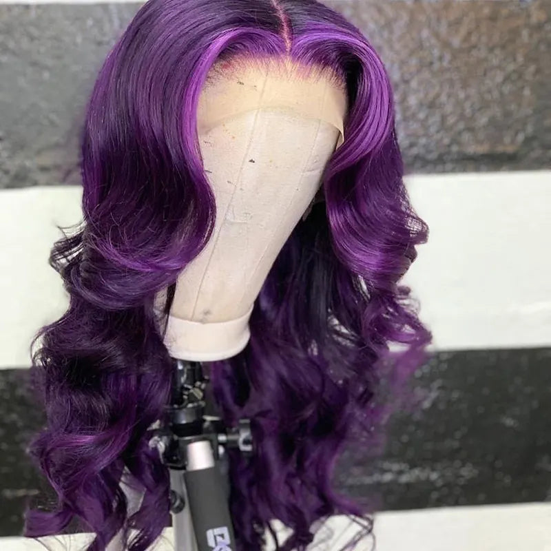 Custom Wholesale Purple Human Hair Lace Wig 12 A 13 A Grade