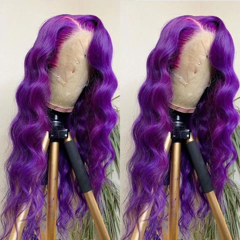 Custom Wholesale Purple Human Hair Lace Wig 12 A 13 A Grade