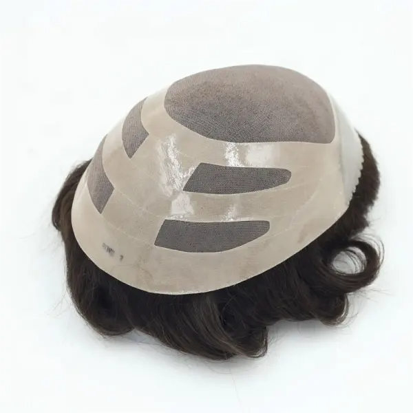 Custom Human Hair Men Toupee PU with Lace Bond Type Toupee