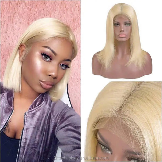 Custom Wholesale 100% Human Hair Lace Wig 613 Blonde Bob Wig wigworld