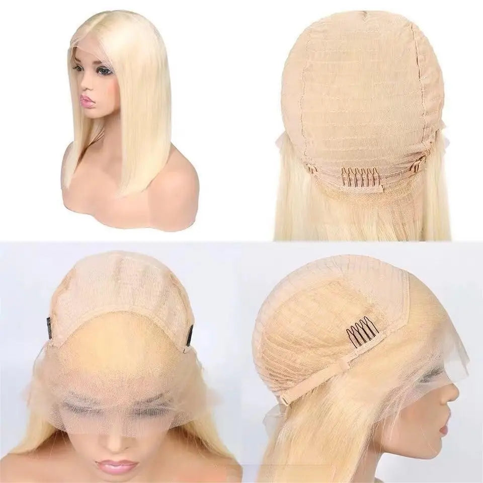 Custom Wholesale 613 Blonde Mixed Human Hair Lace Front Bob Women Wig wigworld