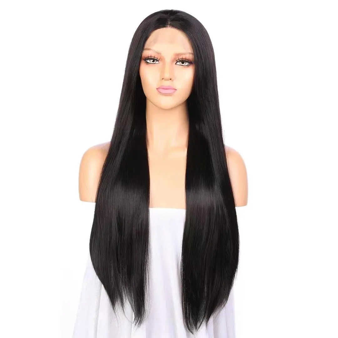 Custom Wholesale Black Synthetic Hair Lace Front Wig Heat Resistant Hair Lace Wig wigworld