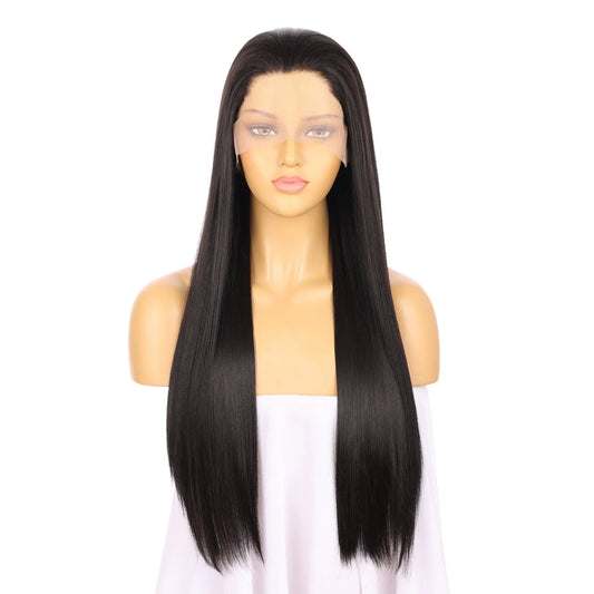 Custom Wholesale Natural Black Synthetic Hair Lace Front Wig wigworld