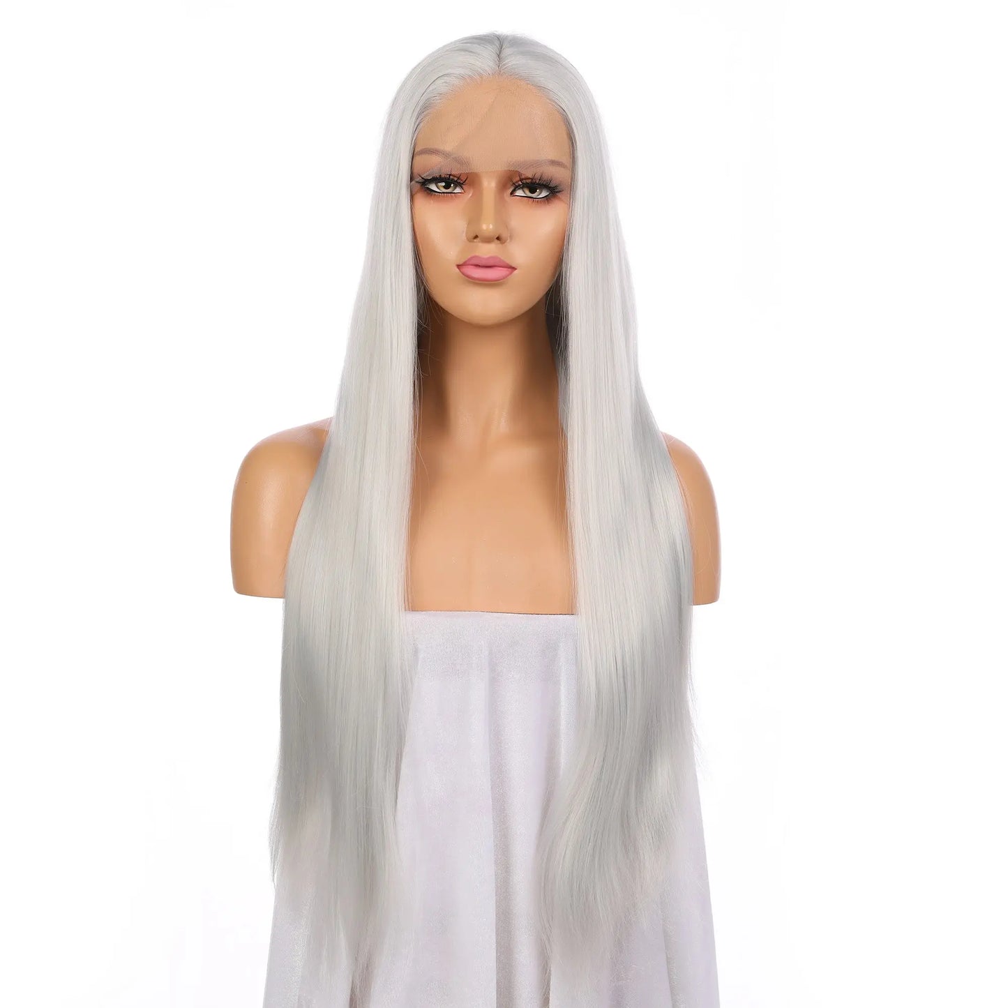 Custom Wholesale Silver White Synthetic Hair Lace Wig wigworld