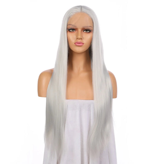 Custom Wholesale Silver White Synthetic Hair Lace Wig wigworld