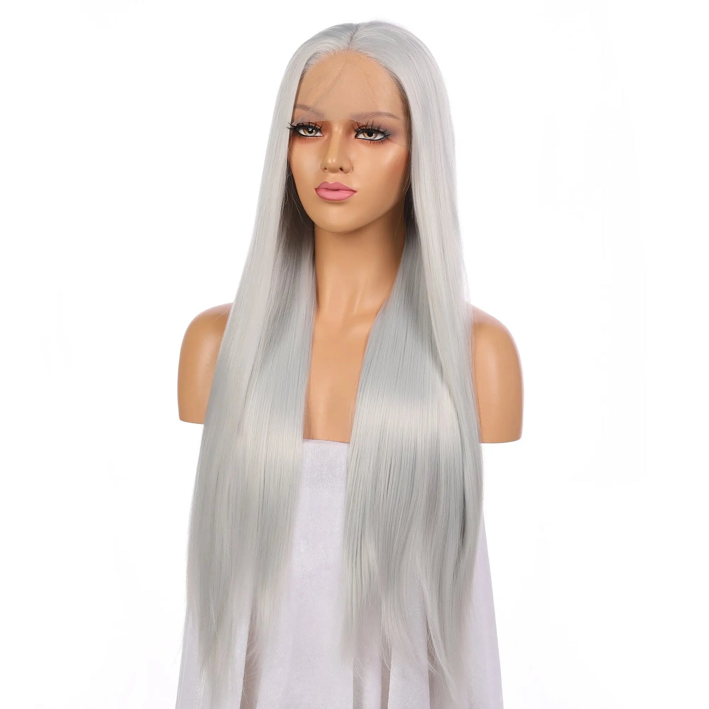 Custom Wholesale Silver White Synthetic Hair Lace Wig wigworld