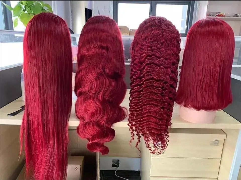 Custom Wholesale Synthetic Hair Lace Wig ,Hot Red Curly Hair Lace Women Wig wigworld