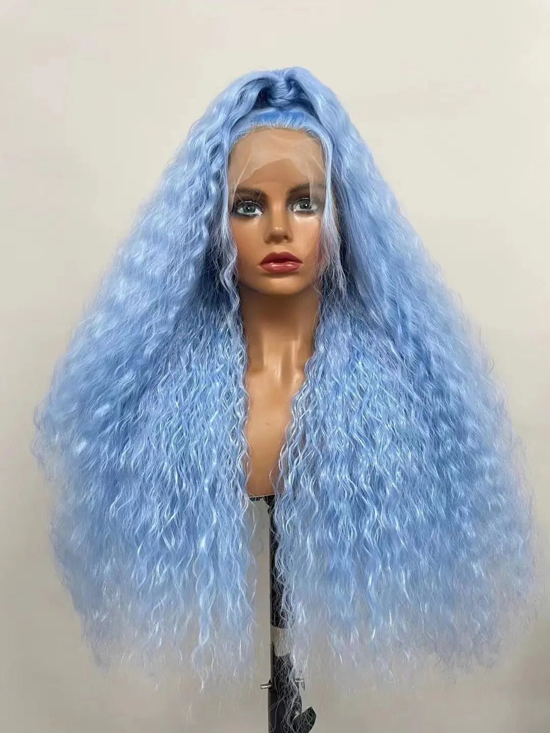 Custom Wholesale Synthetic Hair Lace Wig ,Long Hair Length Blue Hair Lace Women Wig wigworld