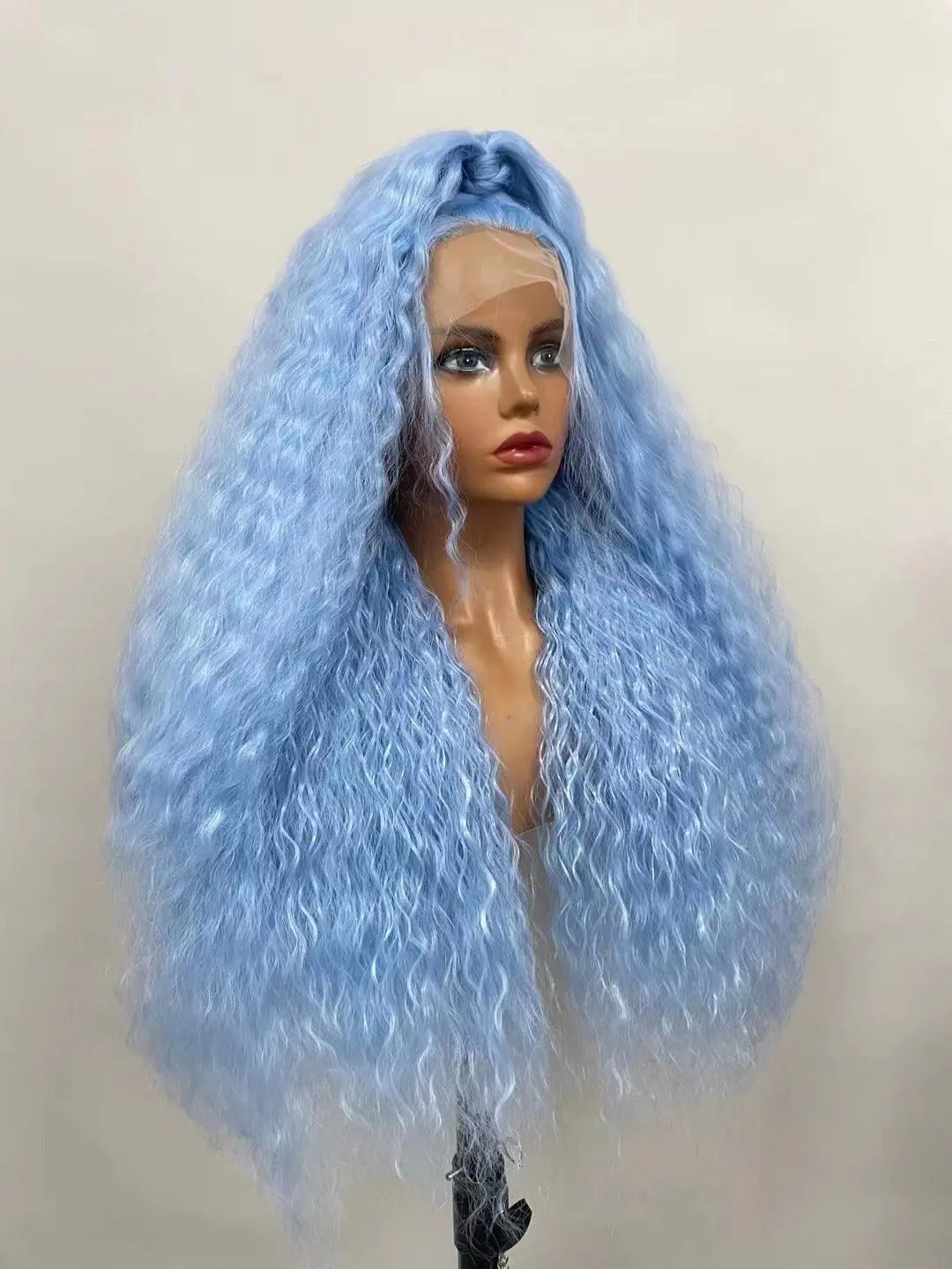 Custom Wholesale Synthetic Hair Lace Wig ,Long Hair Length Blue Hair Lace Women Wig wigworld