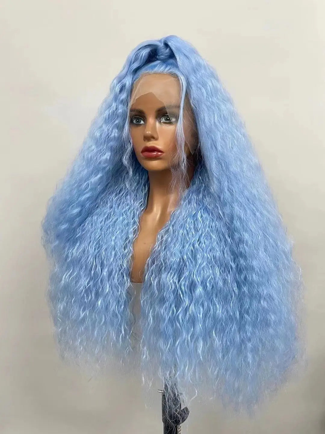 Custom Wholesale Synthetic Hair Lace Wig ,Long Hair Length Blue Hair Lace Women Wig wigworld