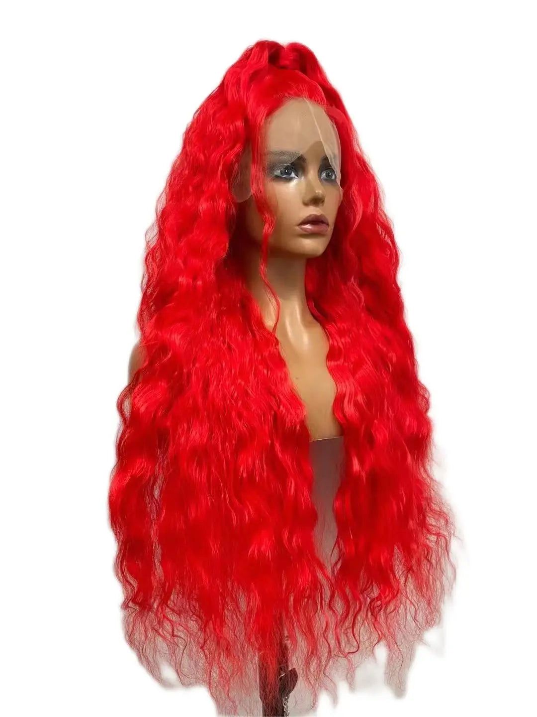 Custom Wholesale Synthetic Hair Lace Wig ,Long Hair Length Hot Red Hair Lace Women Wig wigworld