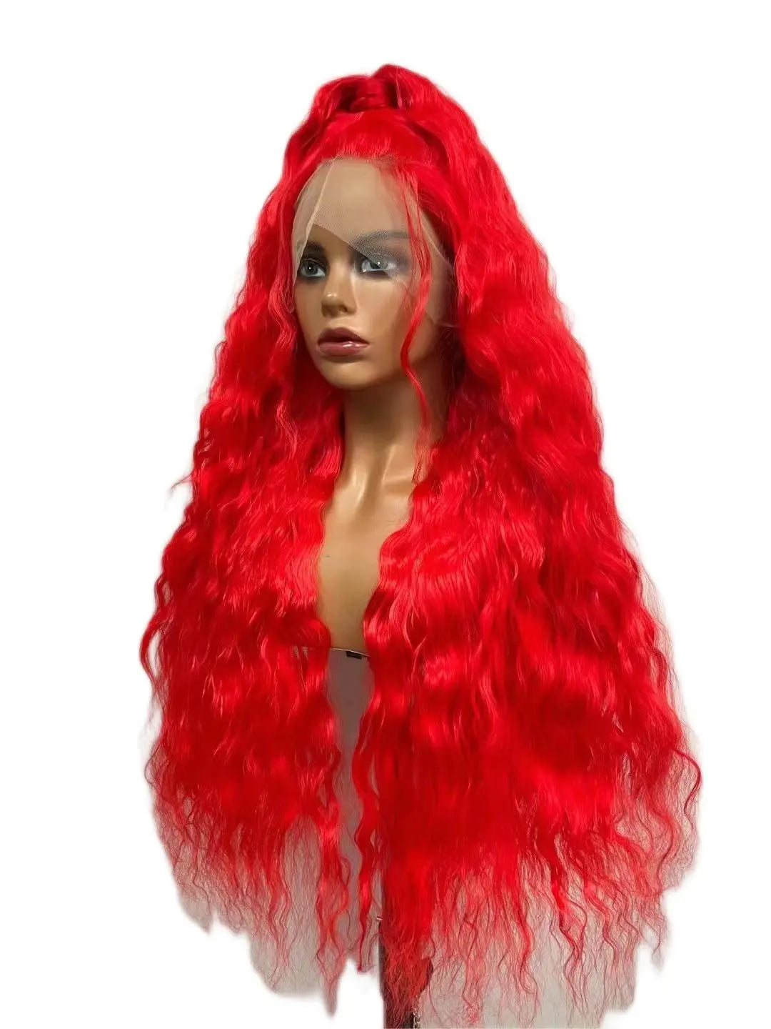 Custom Wholesale Synthetic Hair Lace Wig ,Long Hair Length Hot Red Hair Lace Women Wig wigworld