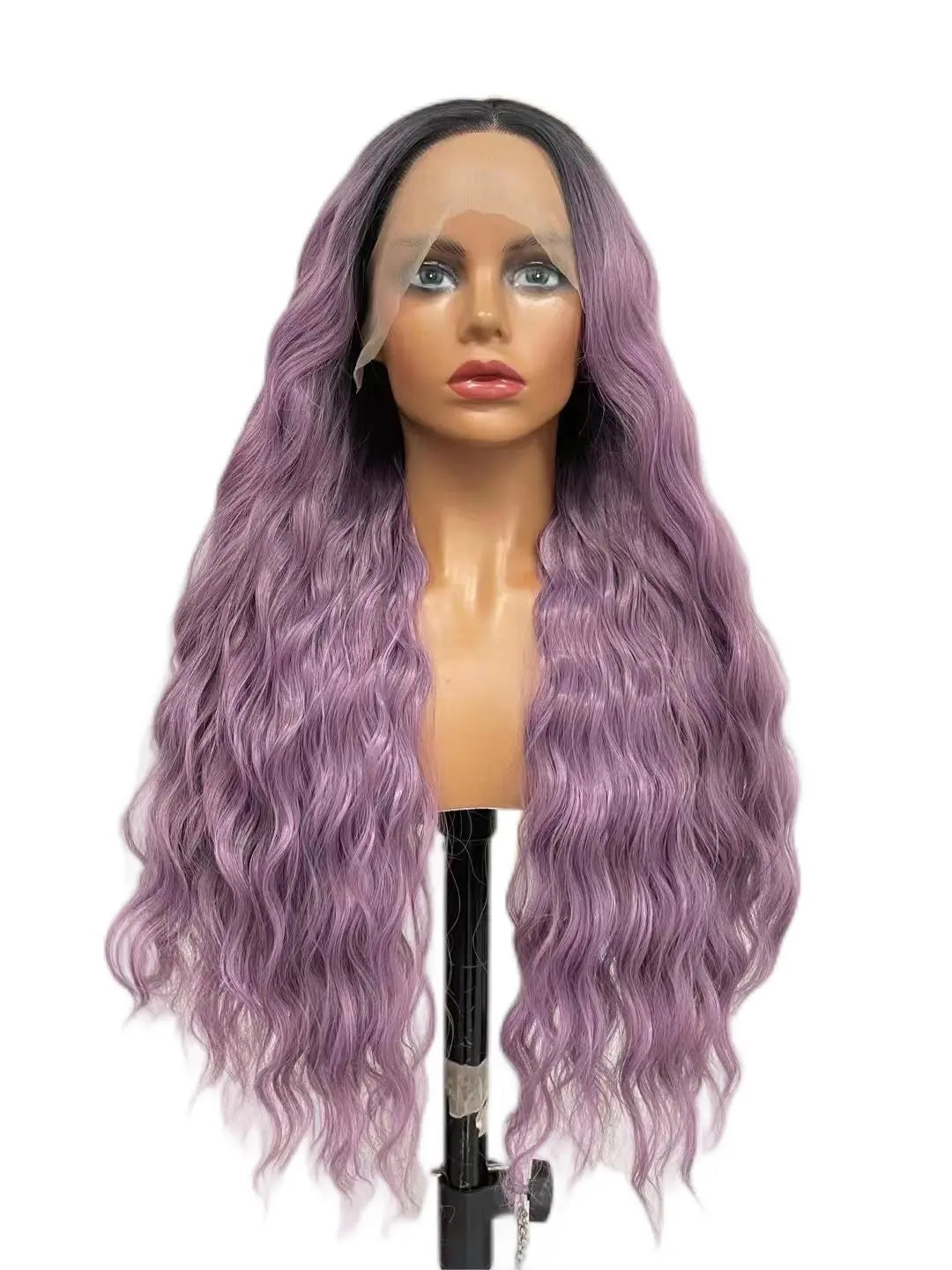 Custom Wholesale Synthetic Hair Lace Wig ,Long Hair Length Ombre Purple Hair Lace Women Wig wigworld