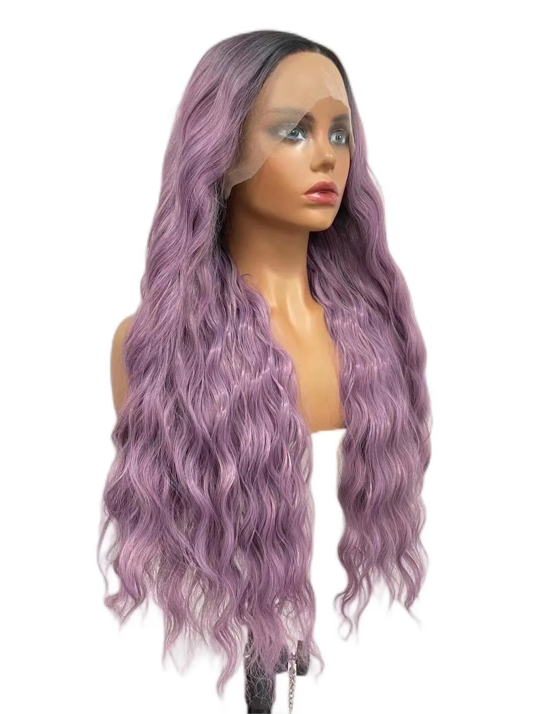 Custom Wholesale Synthetic Hair Lace Wig ,Long Hair Length Ombre Purple Hair Lace Women Wig wigworld