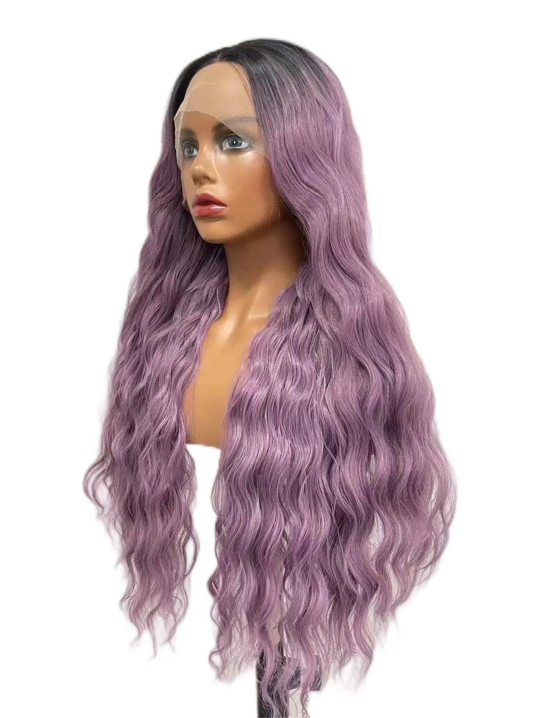 Custom Wholesale Synthetic Hair Lace Wig ,Long Hair Length Ombre Purple Hair Lace Women Wig wigworld