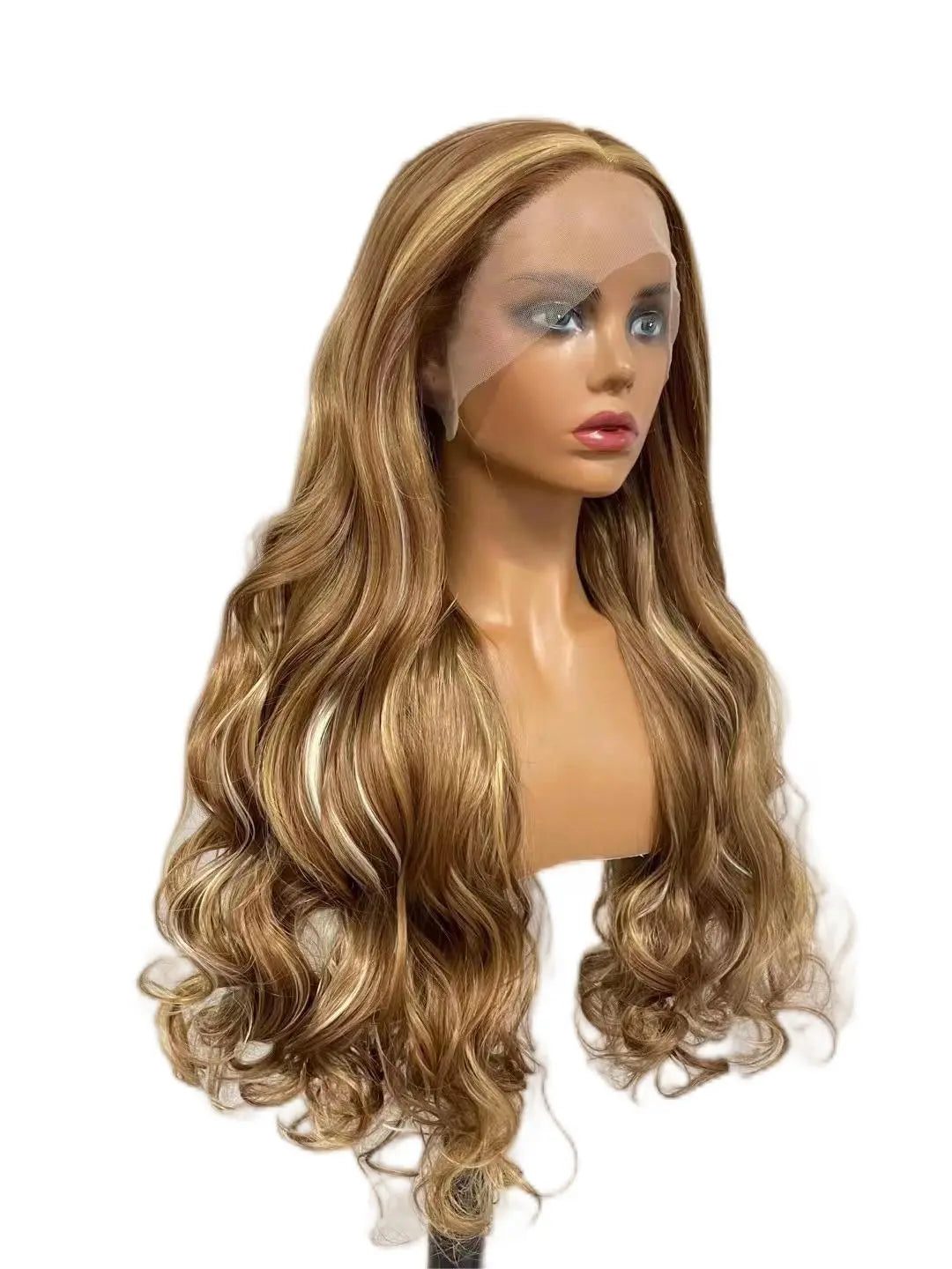 Custom Wholesale Synthetic Hair Lace Wig ,Mixed Brown Blone White Hair Lace Women Wig wigworld