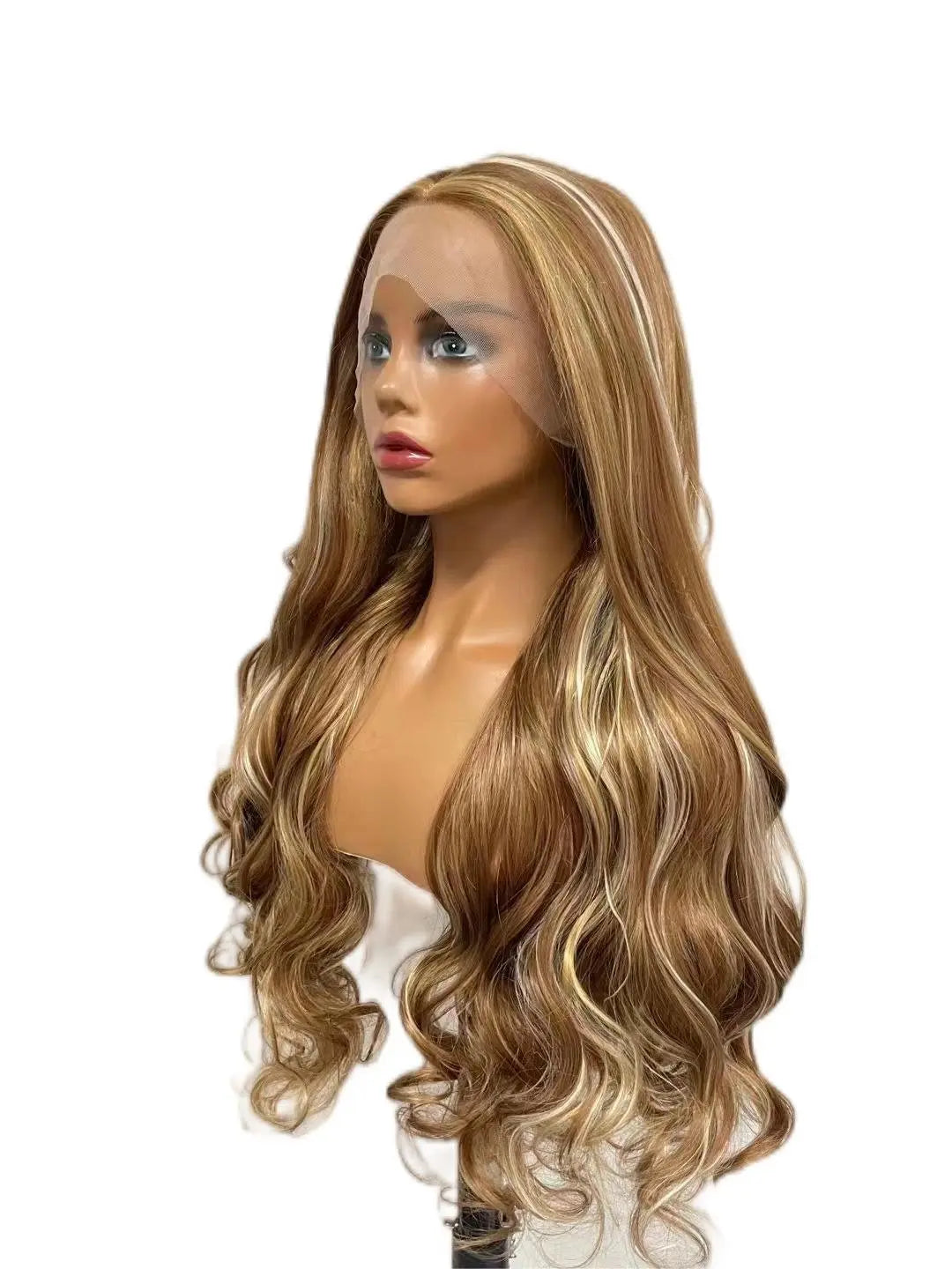 Custom Wholesale Synthetic Hair Lace Wig ,Mixed Brown Blone White Hair Lace Women Wig wigworld