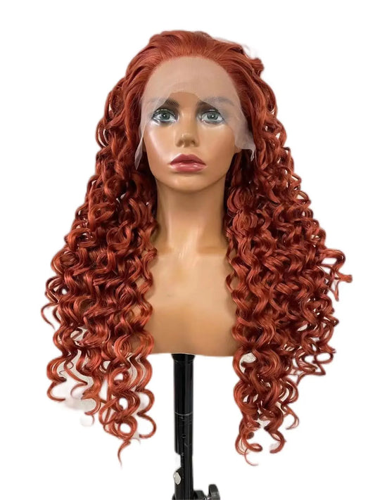 Custom Wholesale Synthetic Hair Lace Wig ,Red Brown Hair Lace Women Wig wigworld