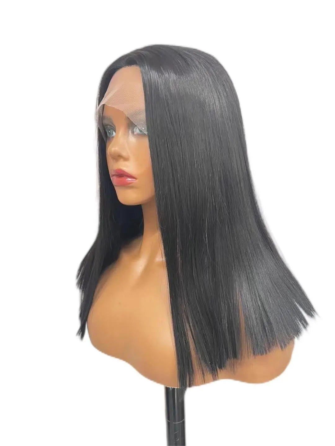 Custom Wholesale Synthetic Hair Lace Wig Short Hair Length Black