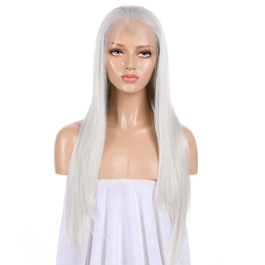 Custom Wholesale White Human Blend Hair Lace Front Women Wig wigworld